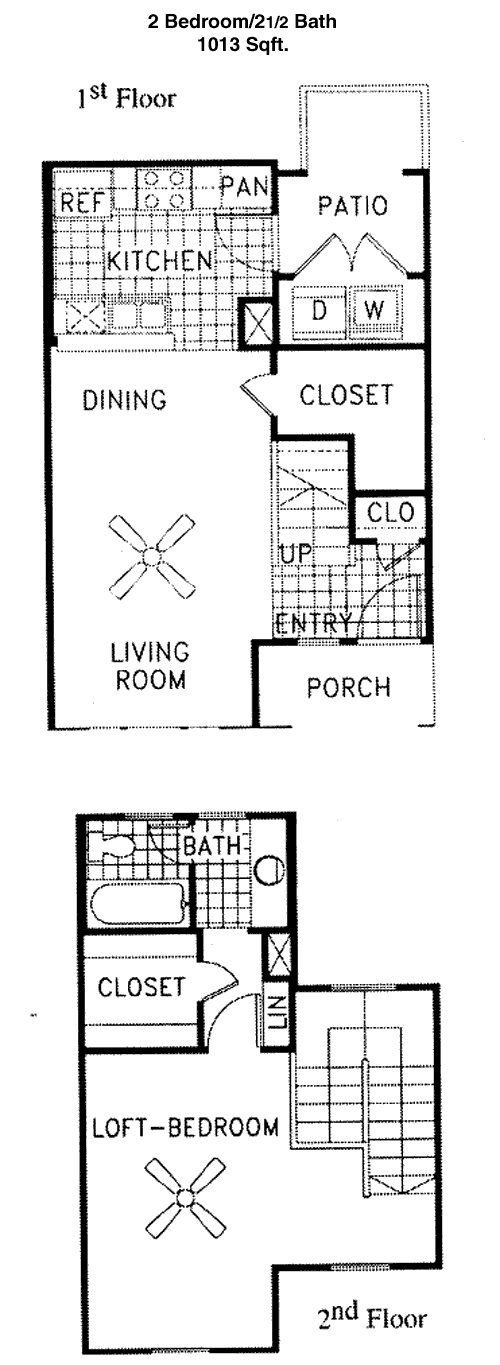 1,013 sq ft floorplan layout