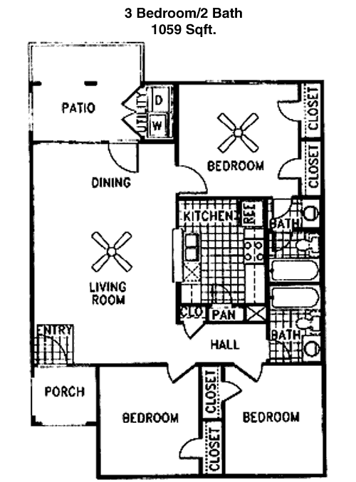 1,059 sq ft floorplan layout