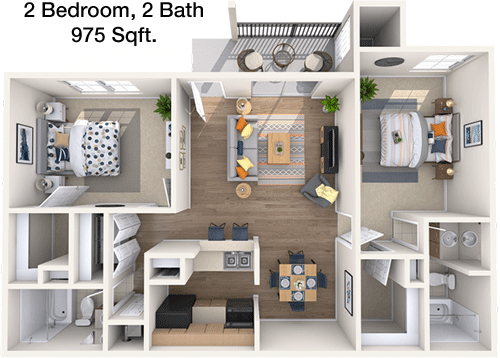 975 sq ft floorplan layout