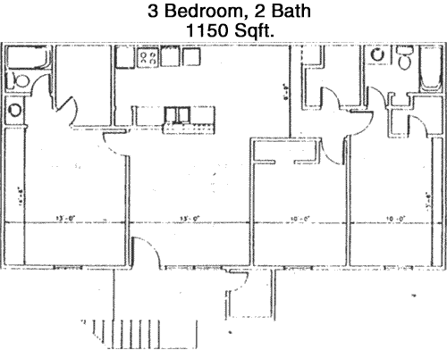 1,150 sq ft floorplan layout