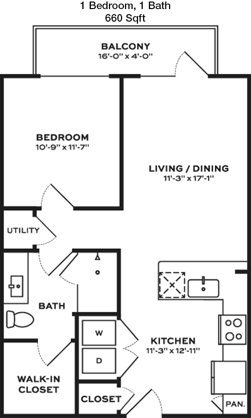 660 sq ft floorplan layout