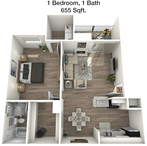 655 sq ft floorplan layout