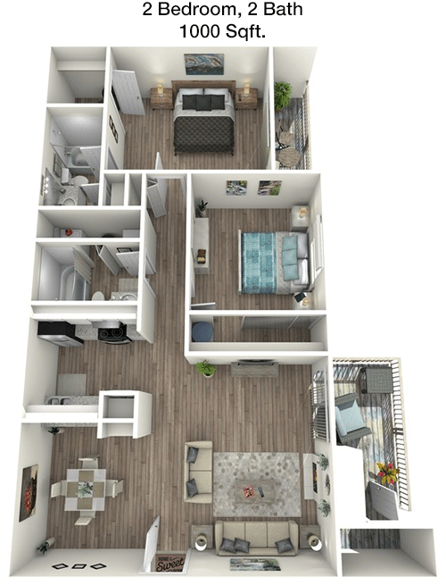 1,000 sq ft floorplan layout