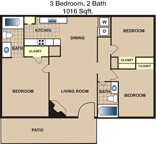 1,016 sq ft floorplan layout