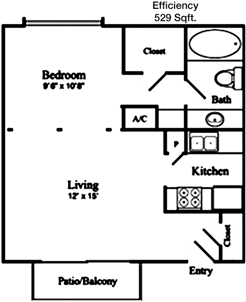 529 sq ft floorplan layout