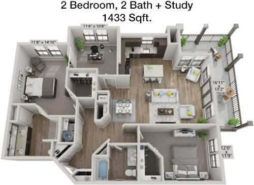 1,433 sq ft floorplan layout