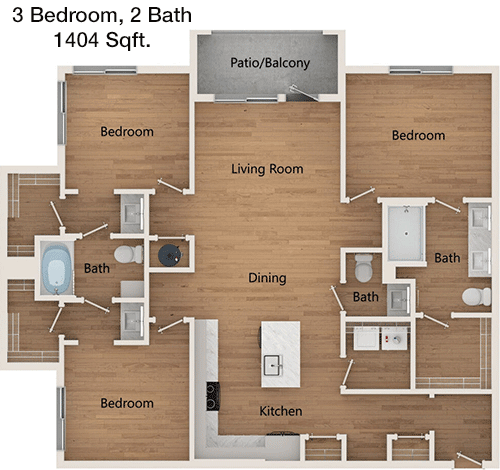 1,404 sq ft floorplan layout