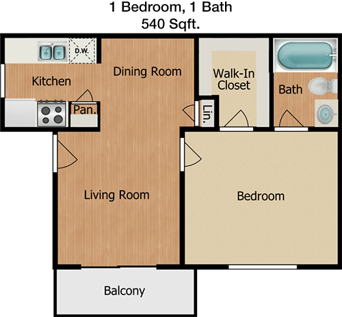 540 sq ft floorplan layout