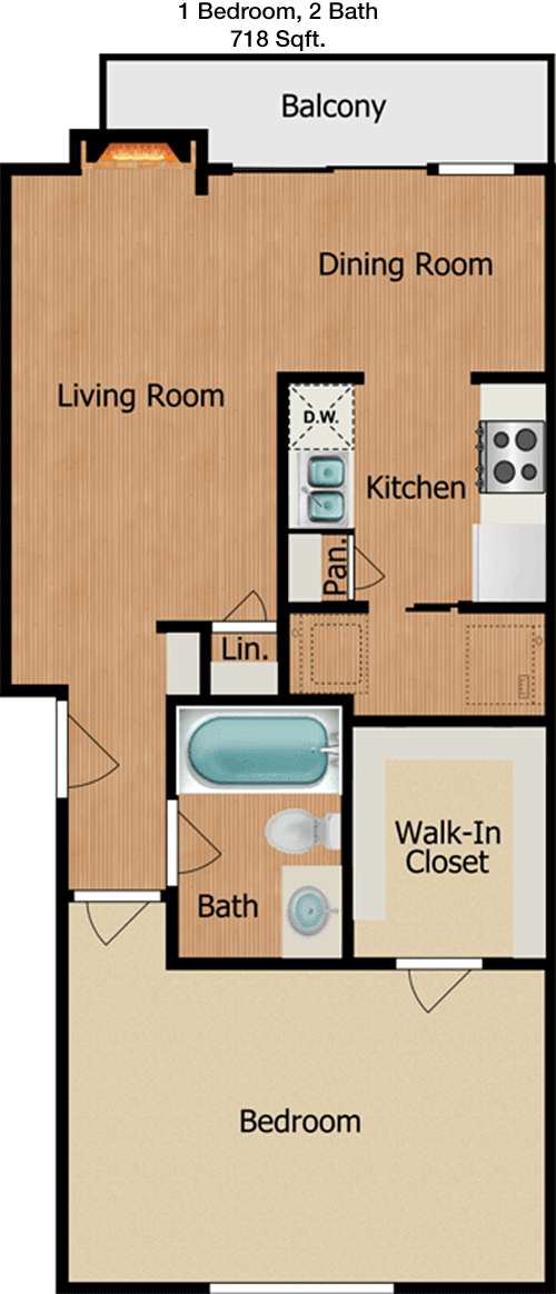 718 sq ft floorplan layout