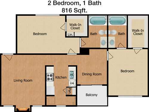 816 sq ft floorplan layout