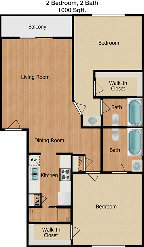 1,000 sq ft floorplan layout