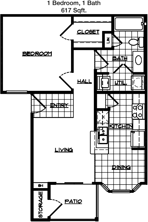 617 sq ft floorplan layout