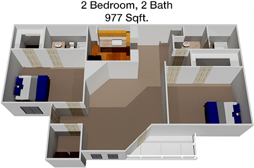 977 sq ft floorplan layout