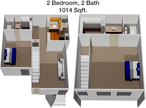 1,014 sq ft floorplan layout