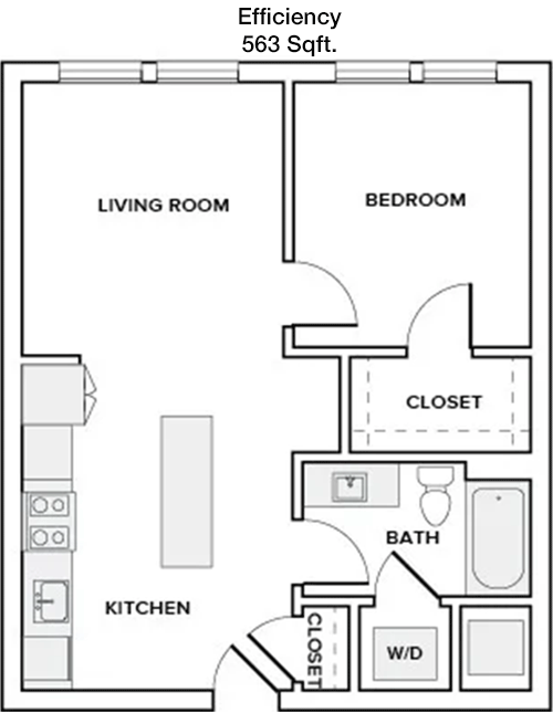 563 sq ft floorplan layout