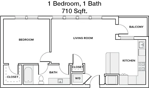 710 sq ft floorplan layout