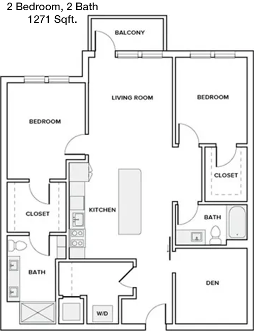 1,271 sq ft floorplan layout