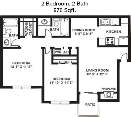 976 sq ft floorplan layout