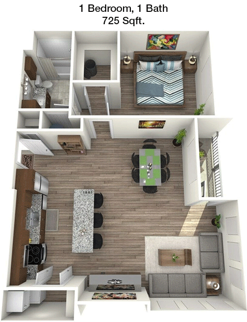 725 sq ft floorplan layout