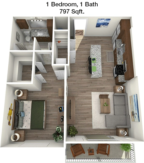 797 sq ft floorplan layout