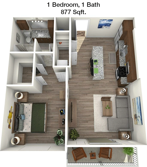 877 sq ft floorplan layout