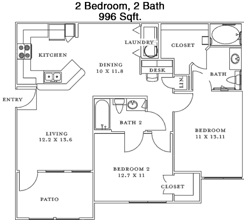 996 sq ft floorplan layout