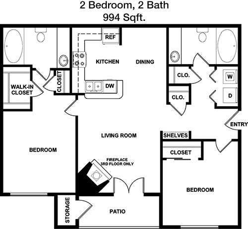 994 sq ft floorplan layout