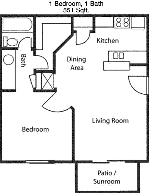 551 sq ft floorplan layout