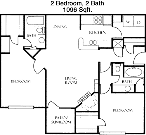 1,096 sq ft floorplan layout