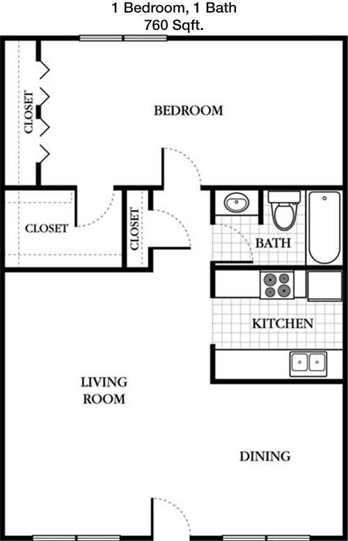 760 sq ft floorplan layout