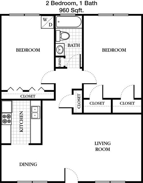 960 sq ft floorplan layout
