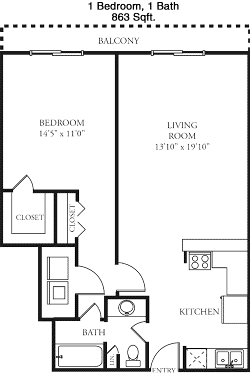 863 sq ft floorplan layout
