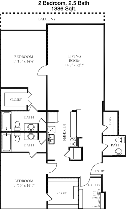 1,386 sq ft floorplan layout
