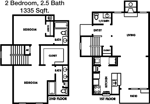 1,335 sq ft floorplan layout