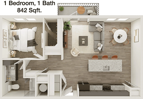 842 sq ft floorplan layout