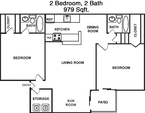 979 sq ft floorplan layout