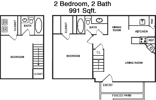 991 sq ft floorplan layout