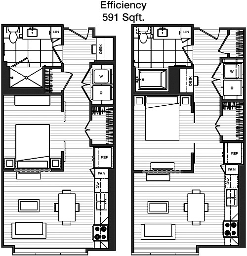 591 sq ft floorplan layout