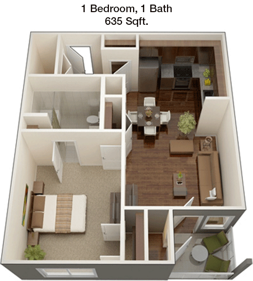 635 sq ft floorplan layout