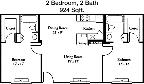 924 sq ft floorplan layout