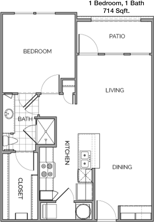714 sq ft floorplan layout