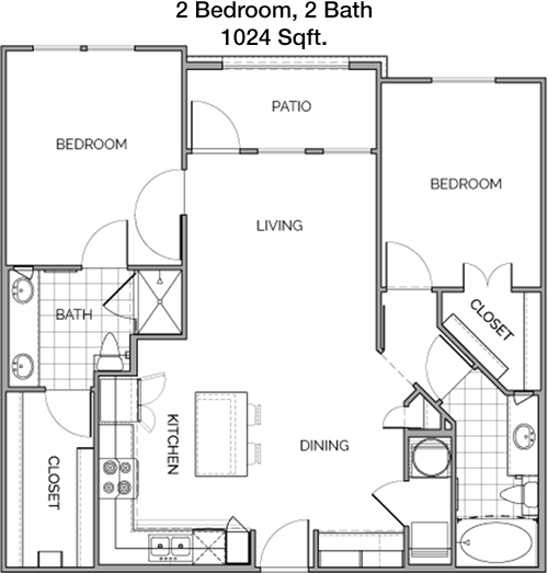 1,024 sq ft floorplan layout