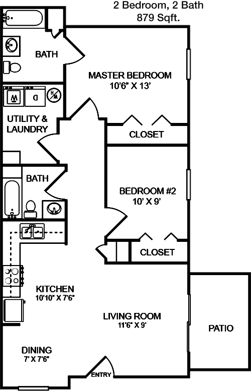 879 sq ft floorplan layout