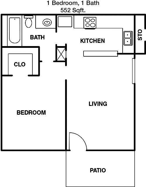 552 sq ft floorplan layout