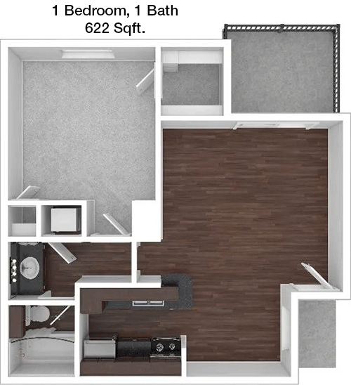 622 sq ft floorplan layout