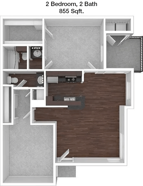 855 sq ft floorplan layout