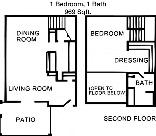 969 sq ft floorplan layout