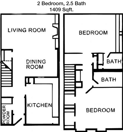 1,409 sq ft floorplan layout