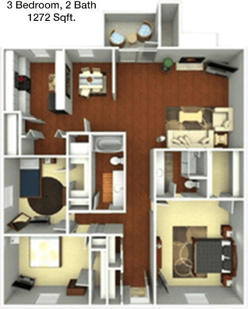 1,272 sq ft floorplan layout