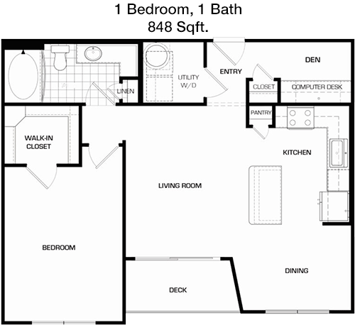 848 sq ft floorplan layout